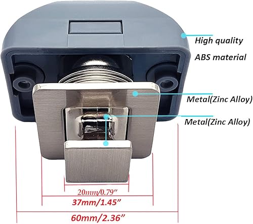 Miniatura 2 de PUROCEAN - Paquete de 6 cierres de botón de metal cuadrado para caravana (níquel)