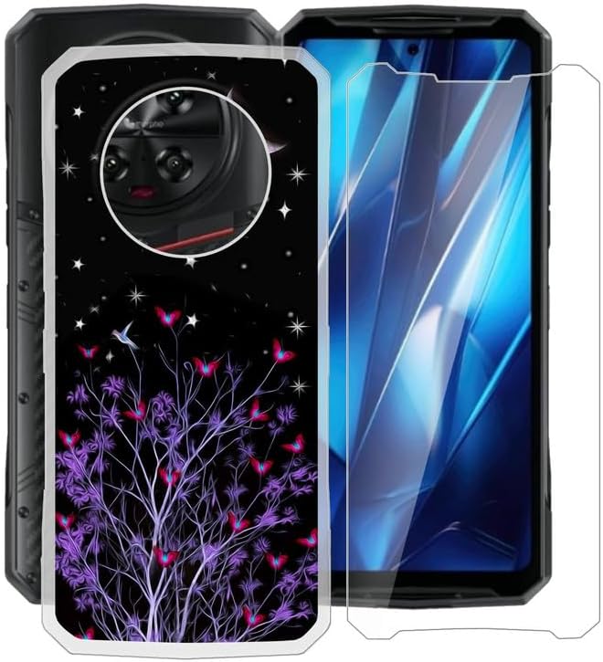 Phone Case + Screen Protector for Doogee DK10 (6.67"), Ultra Thin Shockproof Soft Silicone Clear Cover for Doogee DK10 Case with Tempered Glass - Quiet Night
