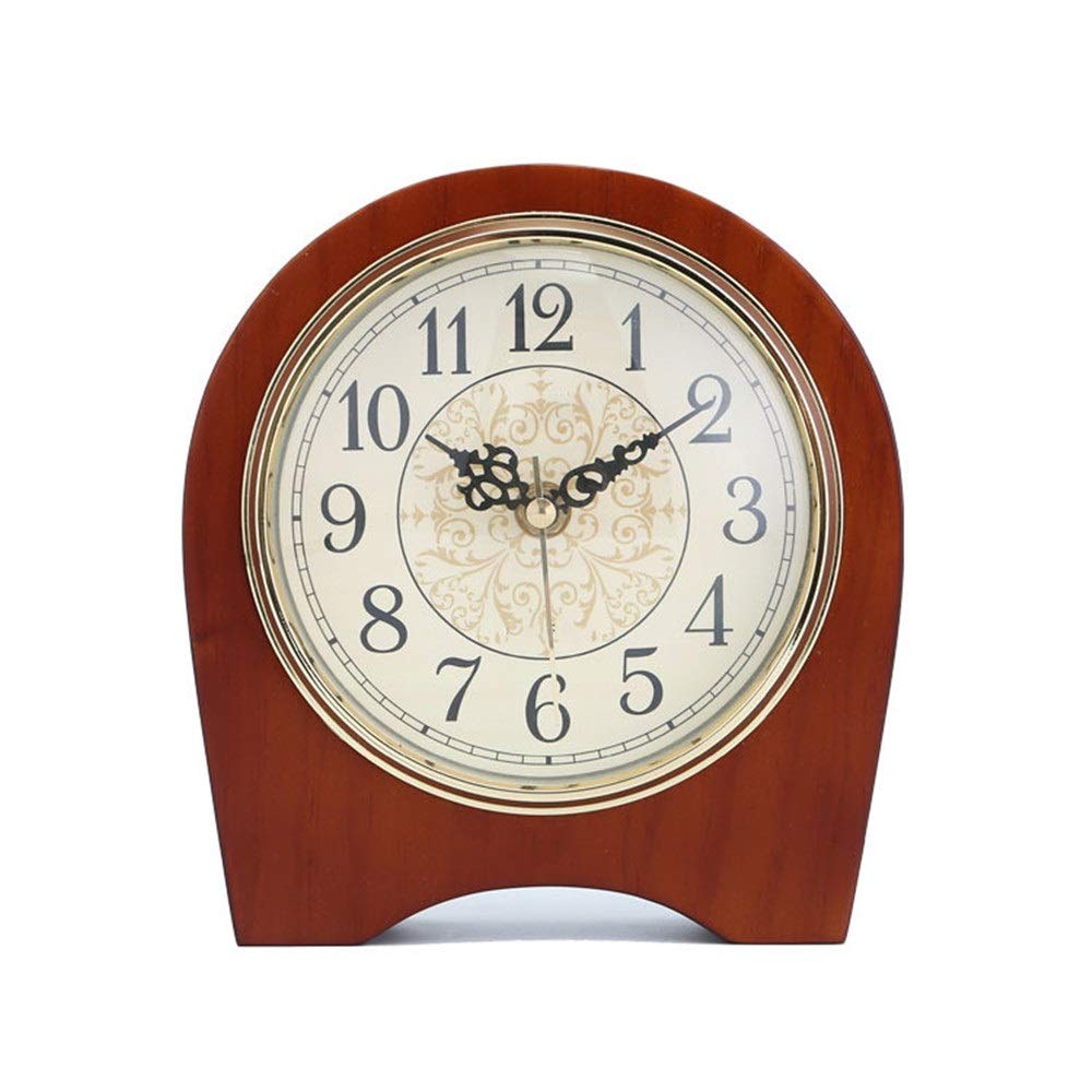 WanuigHWooden Mantel Clock Ornament Clock Decorative Living Room Silent Clock Napoleon Mantel Clock (Color : Brown, Size : 167x185x50mm)