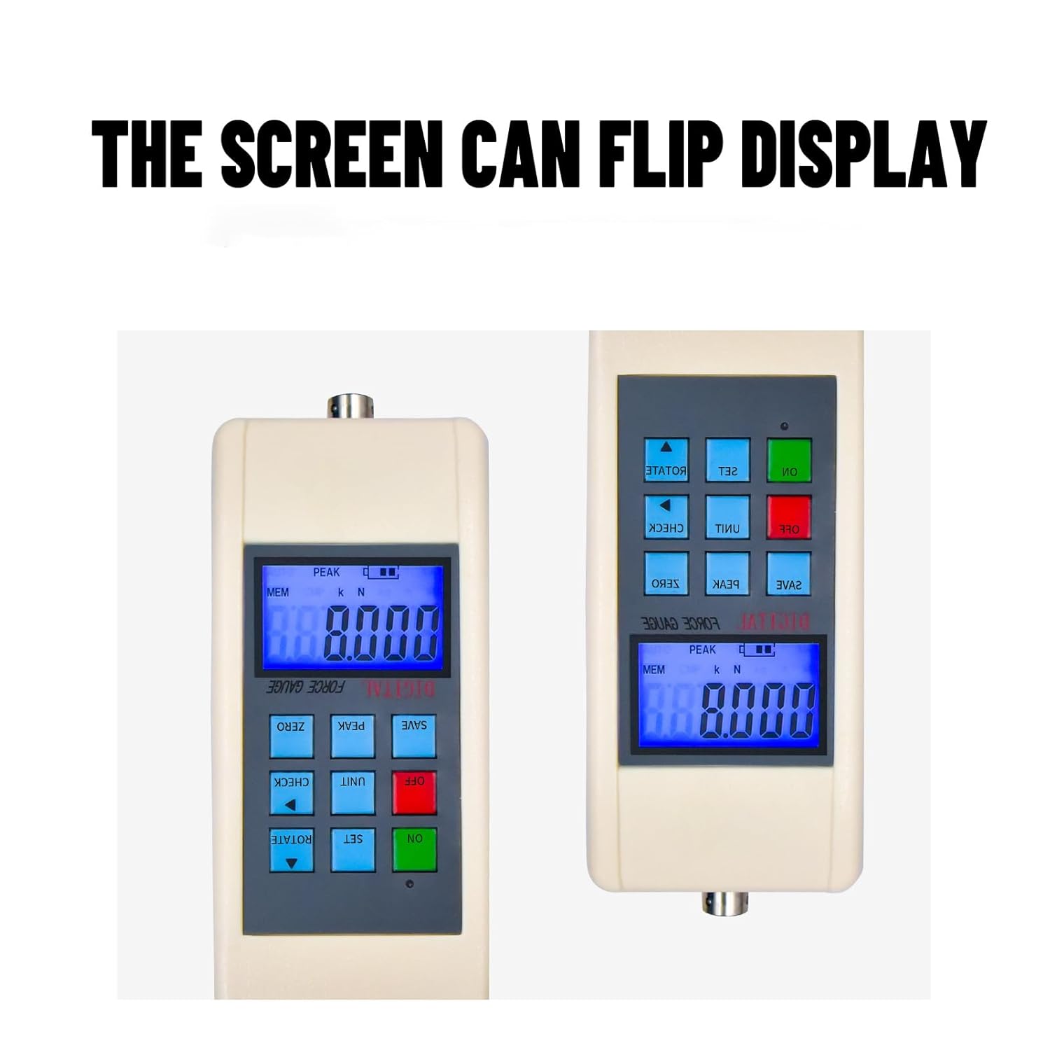 Digital Force Gauge Push Pull Tester with External Sensor, 1000N / 100kg / 220lb Capacity, 0.1N Resolution, ±1% Accuracy, Peak Hold, Data Storage 447 Values, N/Kg/Lb Units, Force Measurement Tool