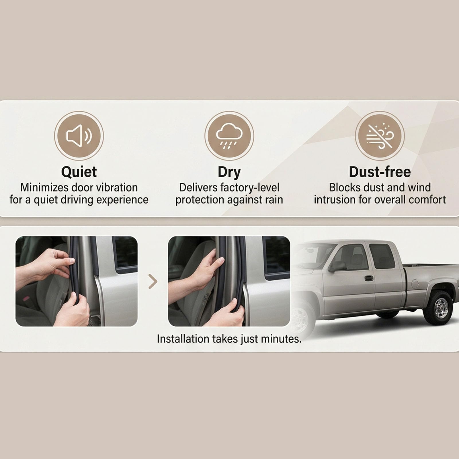 Akozon Tira de Sellado para Puerta Delantera de Coche AM-1692248800 con Inserciones de Acero de Alta Elasticidad Incorporadas de Repuesto para Sierra 1500 2500 3500