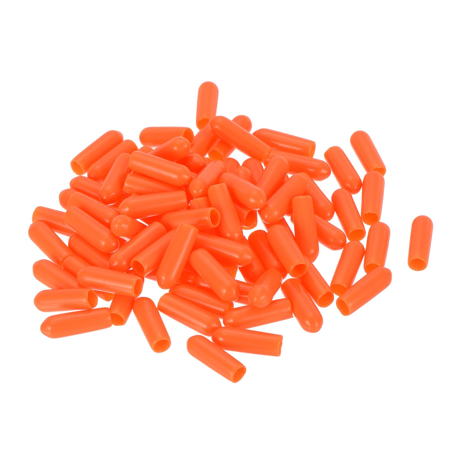 uxcell 100pcs Rubber End Caps 4mm ID Vinyl Round Tube Bolt Cap Cover Screw Thread Protectors Orange