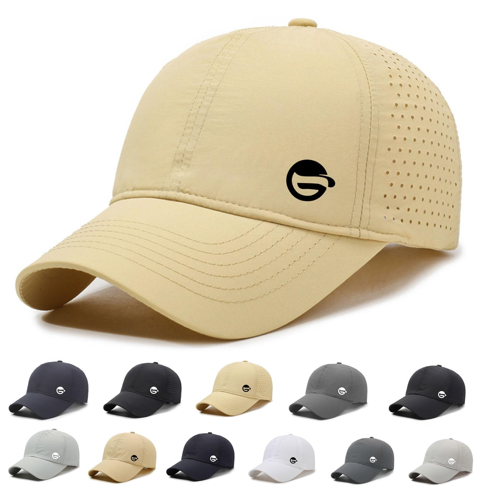 Men's Quick Dry Breathable Run Hat Cool Sun Protection UPF 50+ Baseball Cap Performance Laser Cut Mesh Golf Cap