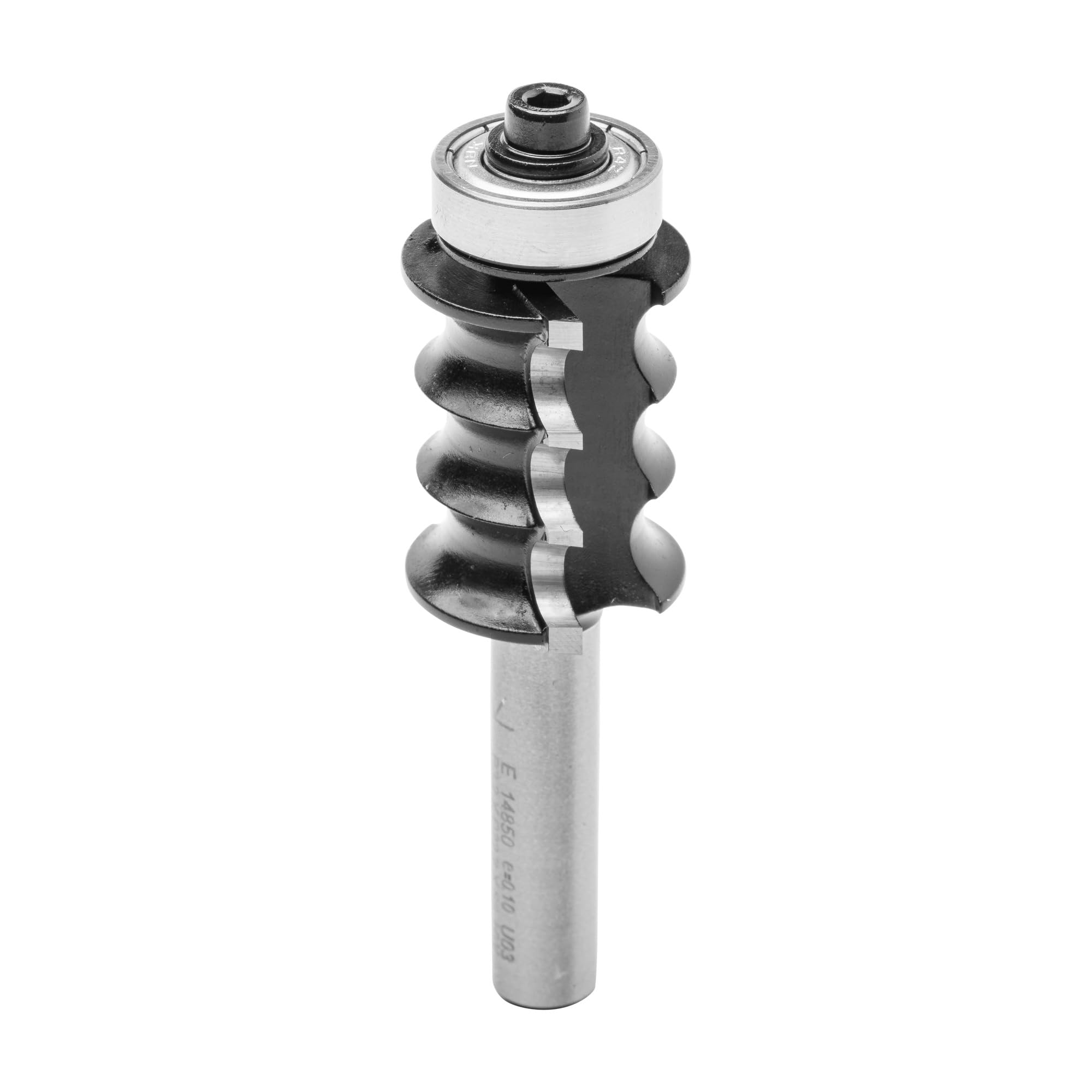 ENT 14850 Dekorativer Profilfräser HW, Schaft (S) 8 mm, Durchmesser (D) 22,2 mm, NL 25,4 mm, R 3,2 mm, SL 32 mm, mit Kugellager, konvex