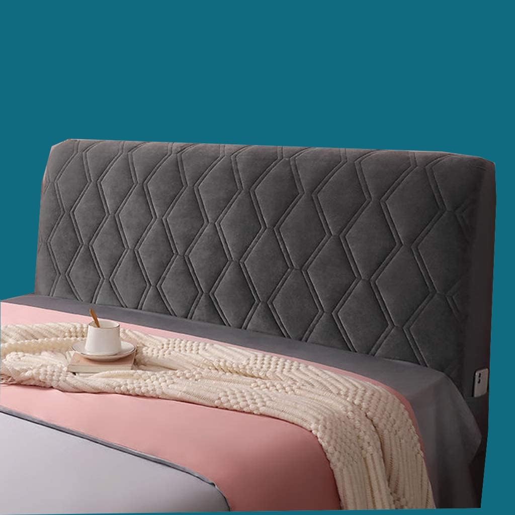 Thickened Dustproof Bed Headboard Cover Velvet Quilted Headboard Slipcover Stain Resistant Easy to Install Padded Headboard Protector for Twin Full Queen King(Camel,150cm(59''))