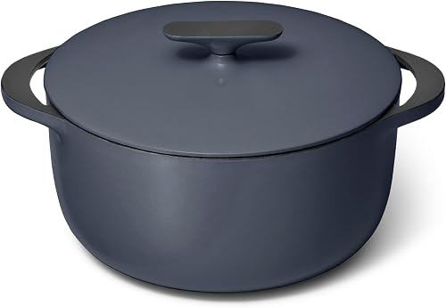 Enameled Dutch Oven - 6.5 qt Cast Iron Dutch Oven With Lid - 3 Layer Enamel Coating - No Seasoning Required - Compatible With All Stovetops - Oven Safe - No Forever Chemicals - Midnight Blue