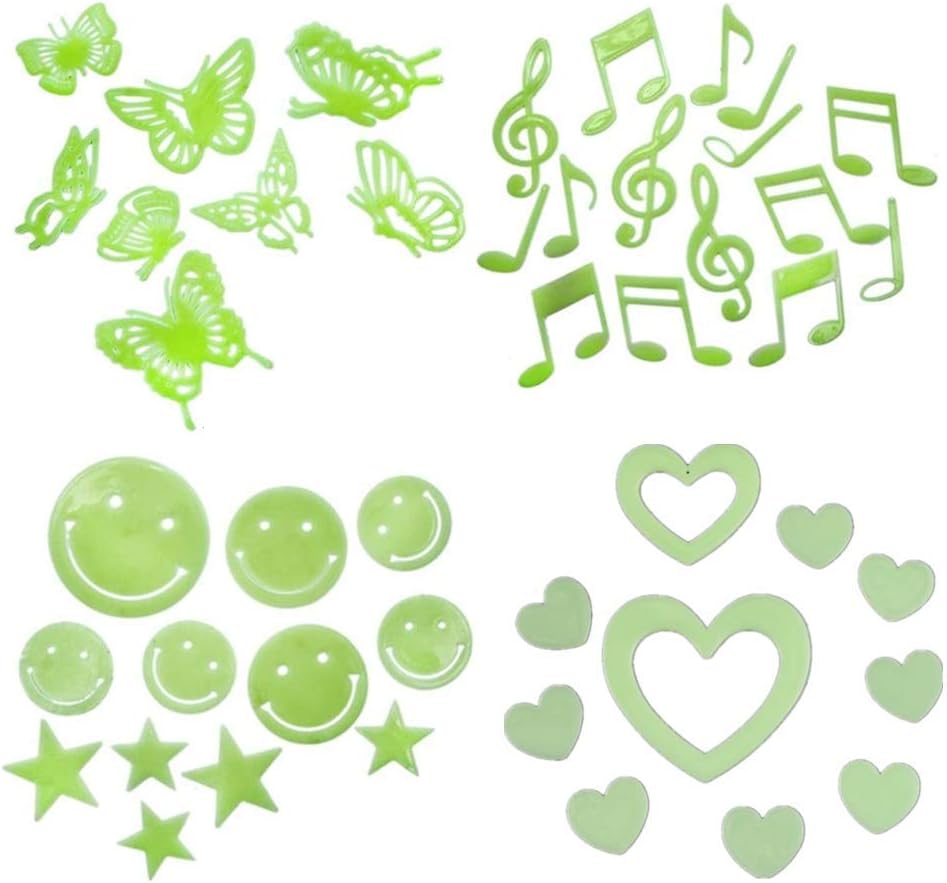 Glow In The Dark Stars Wall Decor Stickers, 47 pcs 3D Luminous Fluorescent Stickers Set for Children's Room/Kindergarten/Bedroom/Living Room/Dormitory/Kids Room/Home Decor/Background/Window Decoration