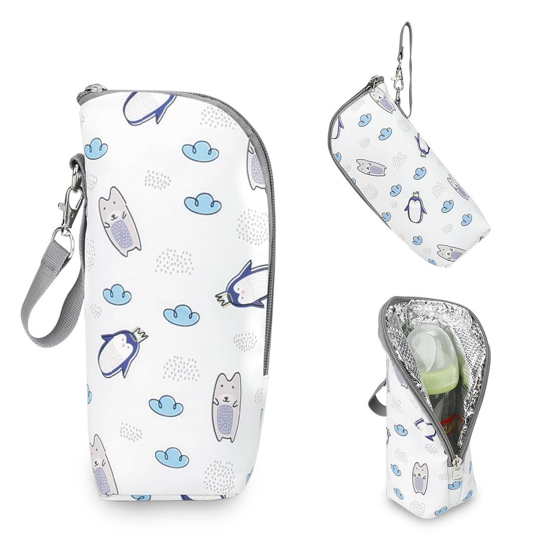 1 Pezzo Porta Biberon Termico Borsa Termica Con Strato Isolante,Borsa Da Viaggio Portatile Appeso Latte Materno Acqua Stoccaggio Biberon Sacchetto Di Isolamento, Pinguino