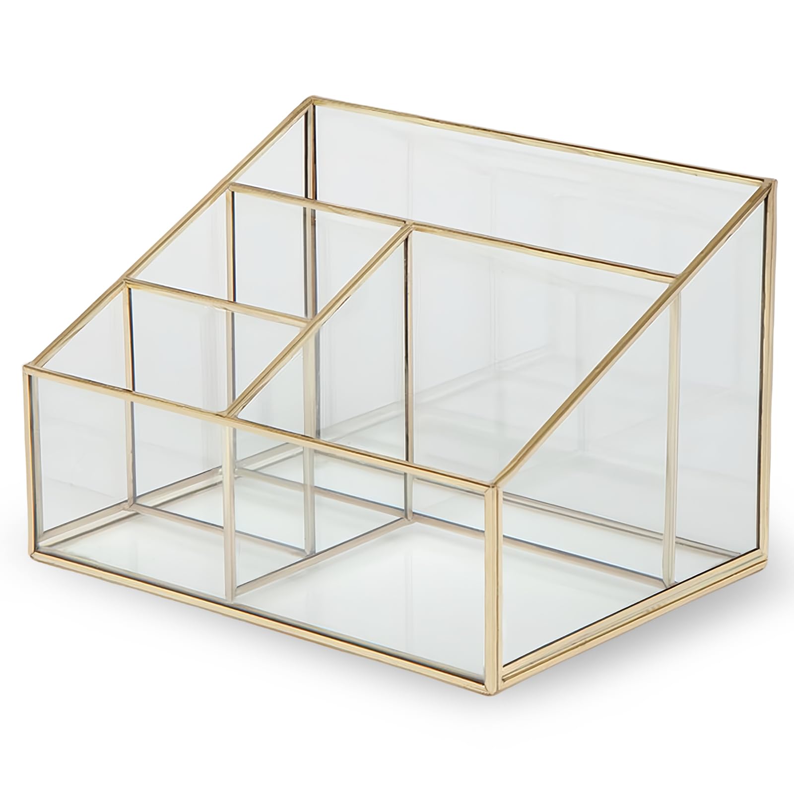Rangement cosmétique avec 4 compartiments en verre et métal