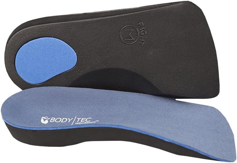 Bodytec Wellbeing 2 Pairs of 3/4 Orthotic Insoles for Knee Pain Arch Pain Plantar Fasciitis (7-8.5 UK, Blue)