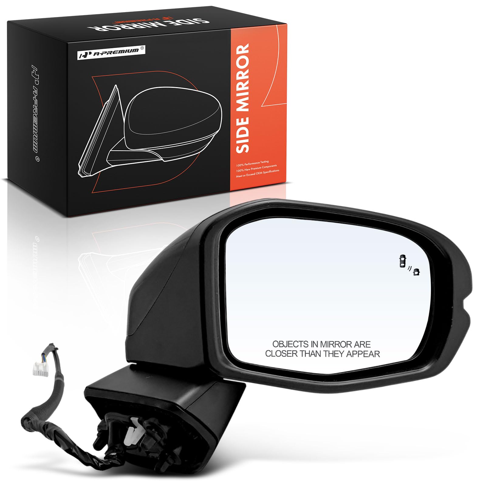 Passenger Side Power Door Mirror - Compatible with Honda CR-V 2023-2025 - Heated Manual Folding Black Outside Rear View Mirror w/Turn Signal and Blind Spot Detection