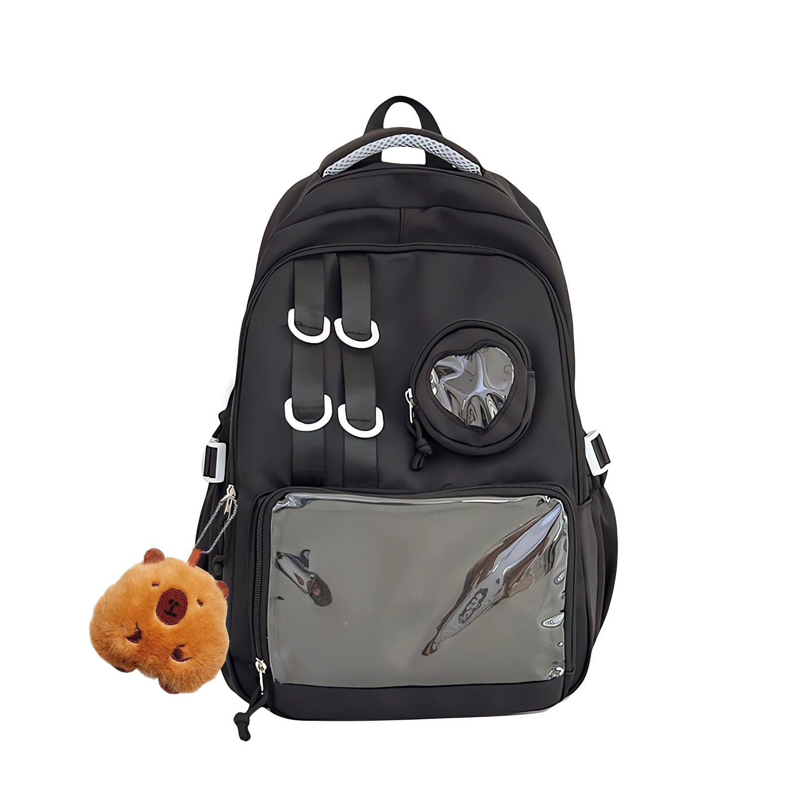 Ita Bag Rucksack Kawaii Anime Pin Display Rucksack mit Transparentem Fenster Cosplay Itabag für Sammler Schwarz