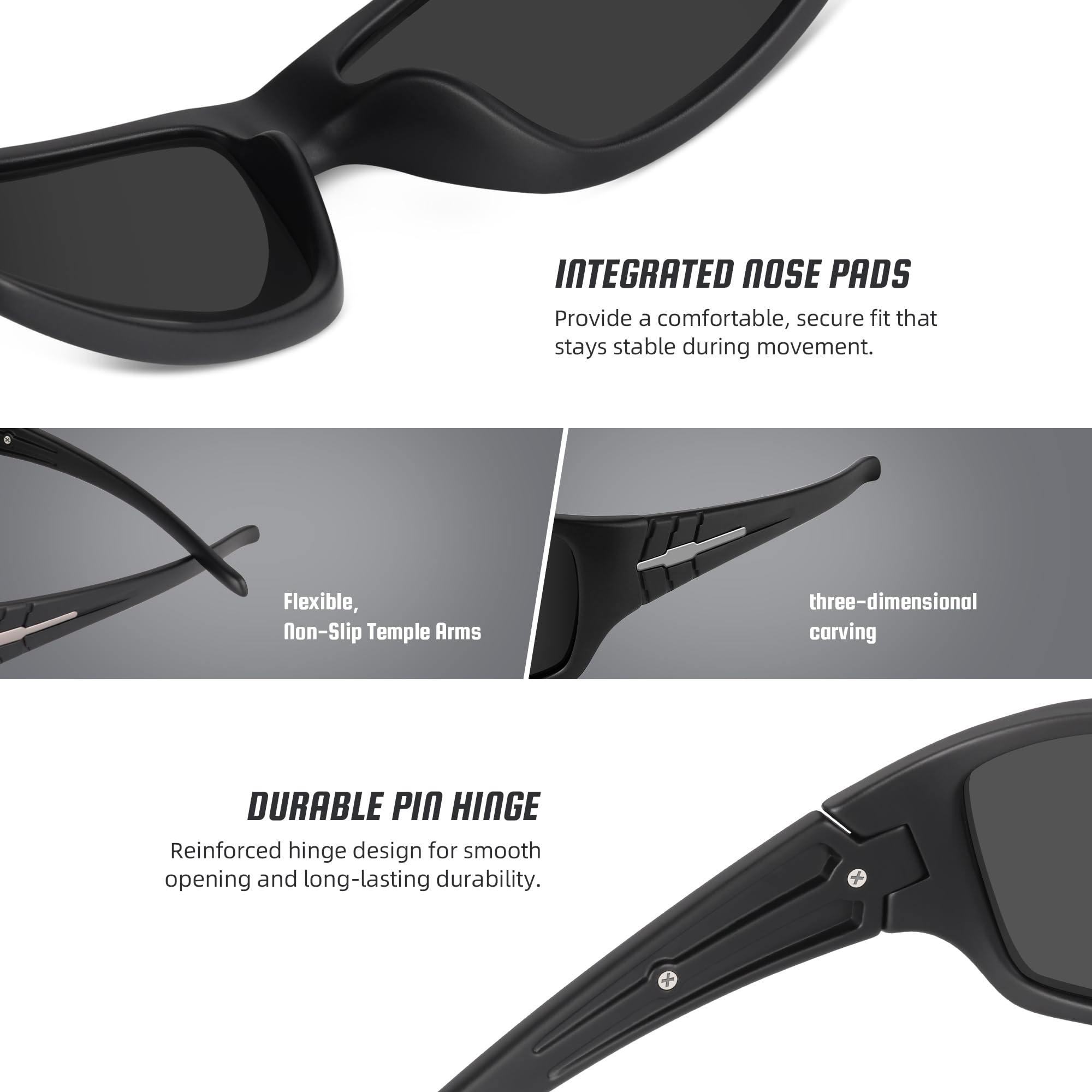 XVXV Gafas de sol deportivas polarizadas para hombre, gafas de sol envolventes, protección UV para ciclismo, pesca, conducción