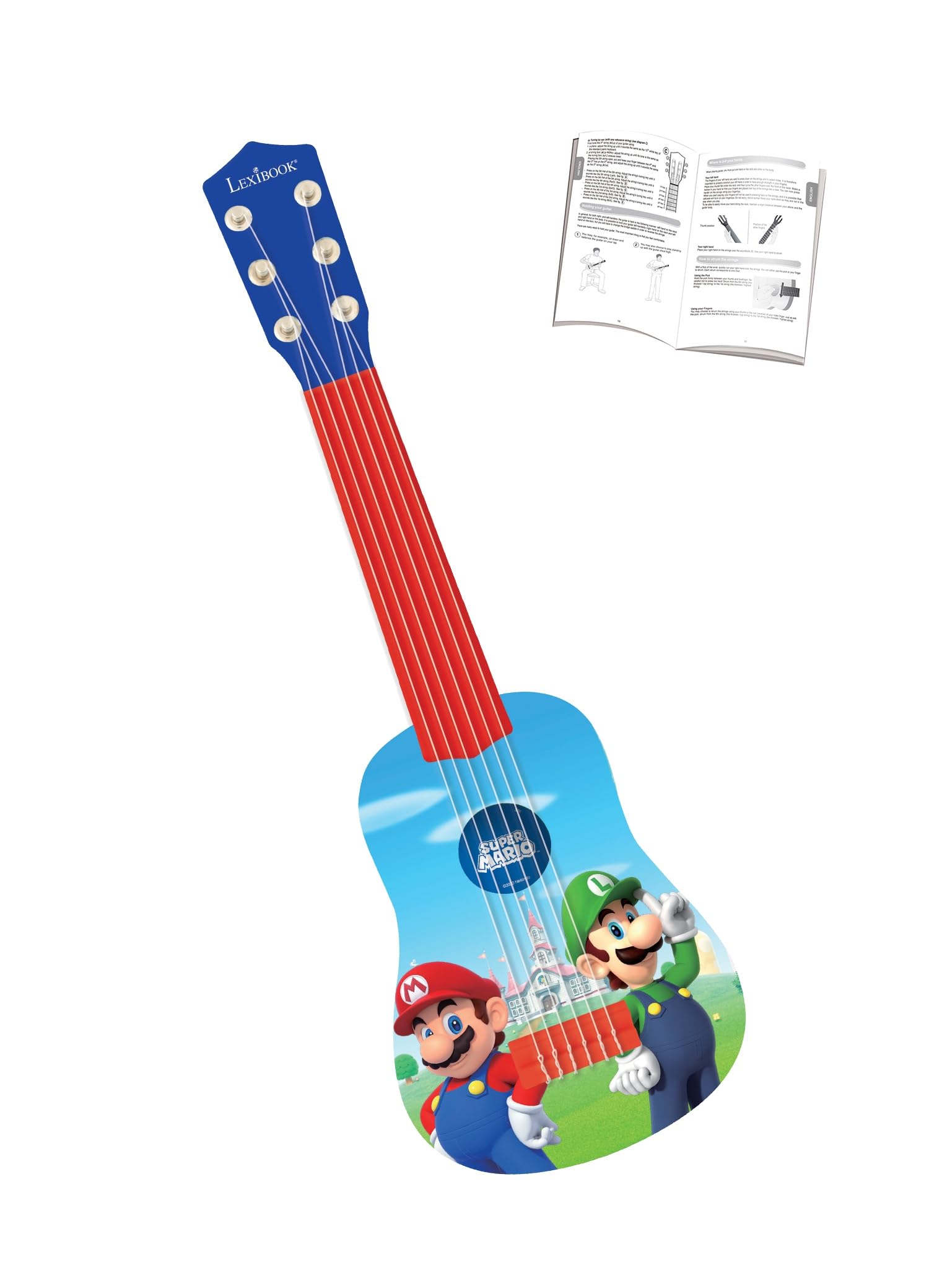 Lexibook, Super Mario, My First Guitar for children 6 nylon strings, 21" long, guide included, blue/red, K200NILXB - Image 2