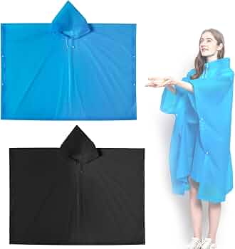 BSITSSS 2 Pièces Poncho Pluie Imperméable EVA - Cape De Pluie Réutilisable Avec Capuche Unisexe, Léger Et Portable Pour Randonnée Camping