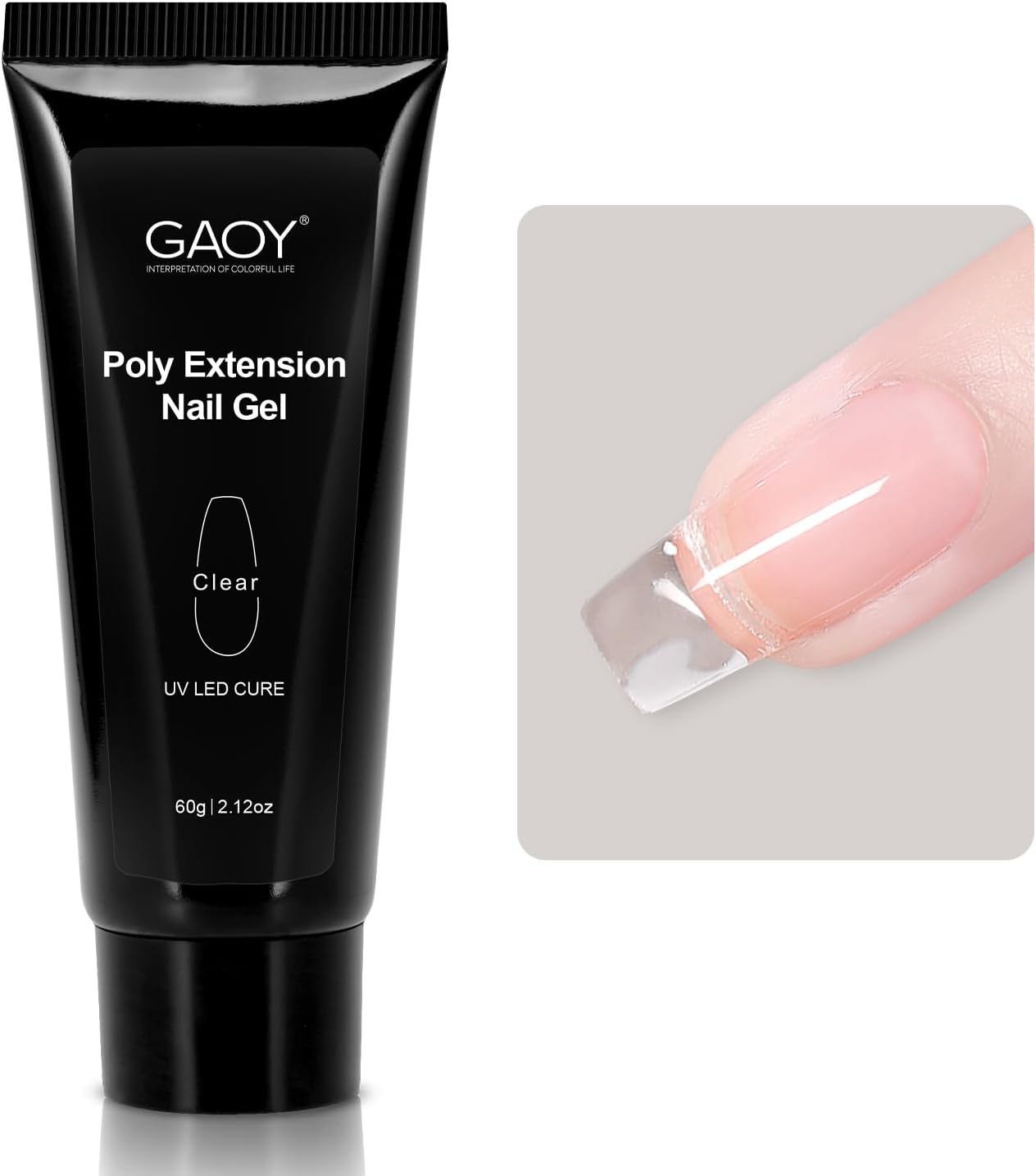 Poly Gel, 60g Nail Extension Gel, Clear Builder Enhancement for Beginner & Professional Nail Art Salon DIY at Home