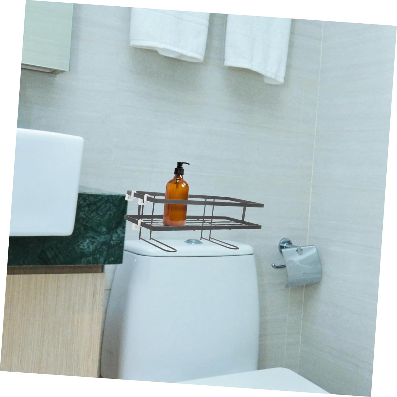 Mobestech Bathroom Storage Shelf for Toilets Over-The-Toilet Organizer Stylish Construction Space-Saving for Shampoo Toothbrush and