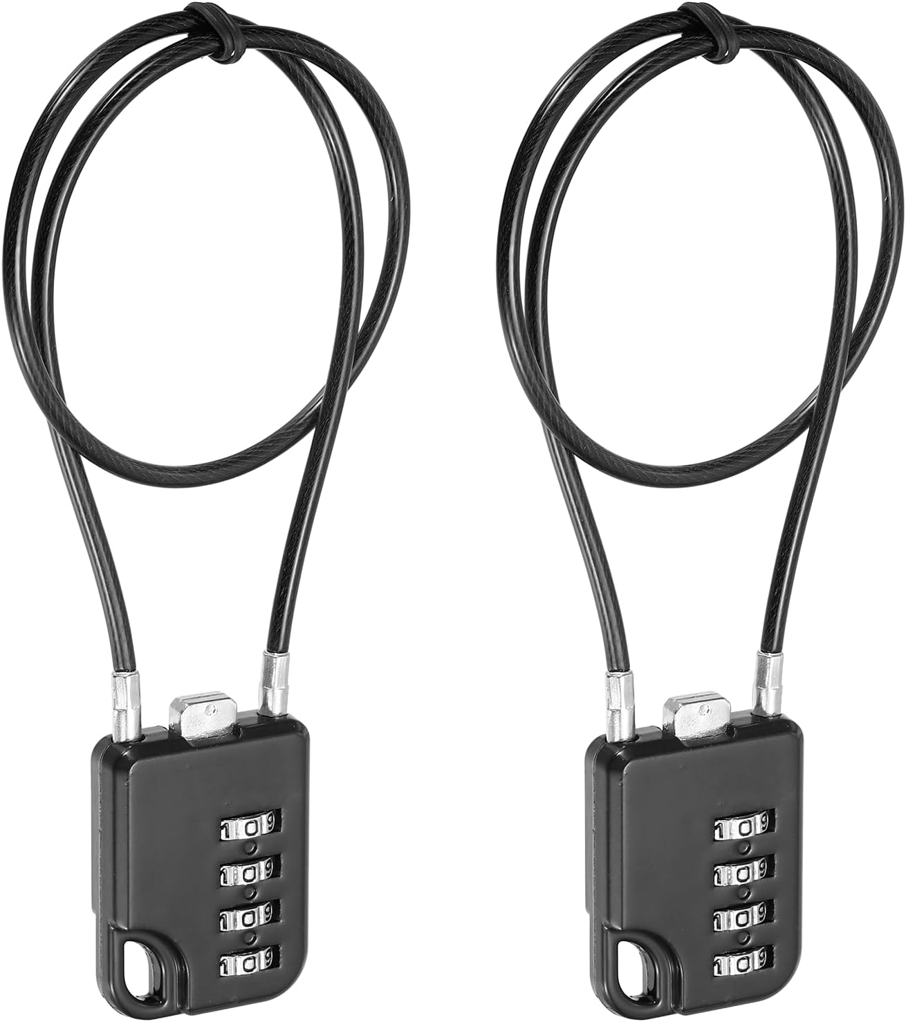PATIKIL Combination Padlock (15.8 Inch, Black) (2 Pcs), 4-Digit Combo Padlock Luggage Locks with Coated Steel Wire Rope, Suit for Gym Locker/Fence/Storage/Backpack/Toolbox/Cabinets