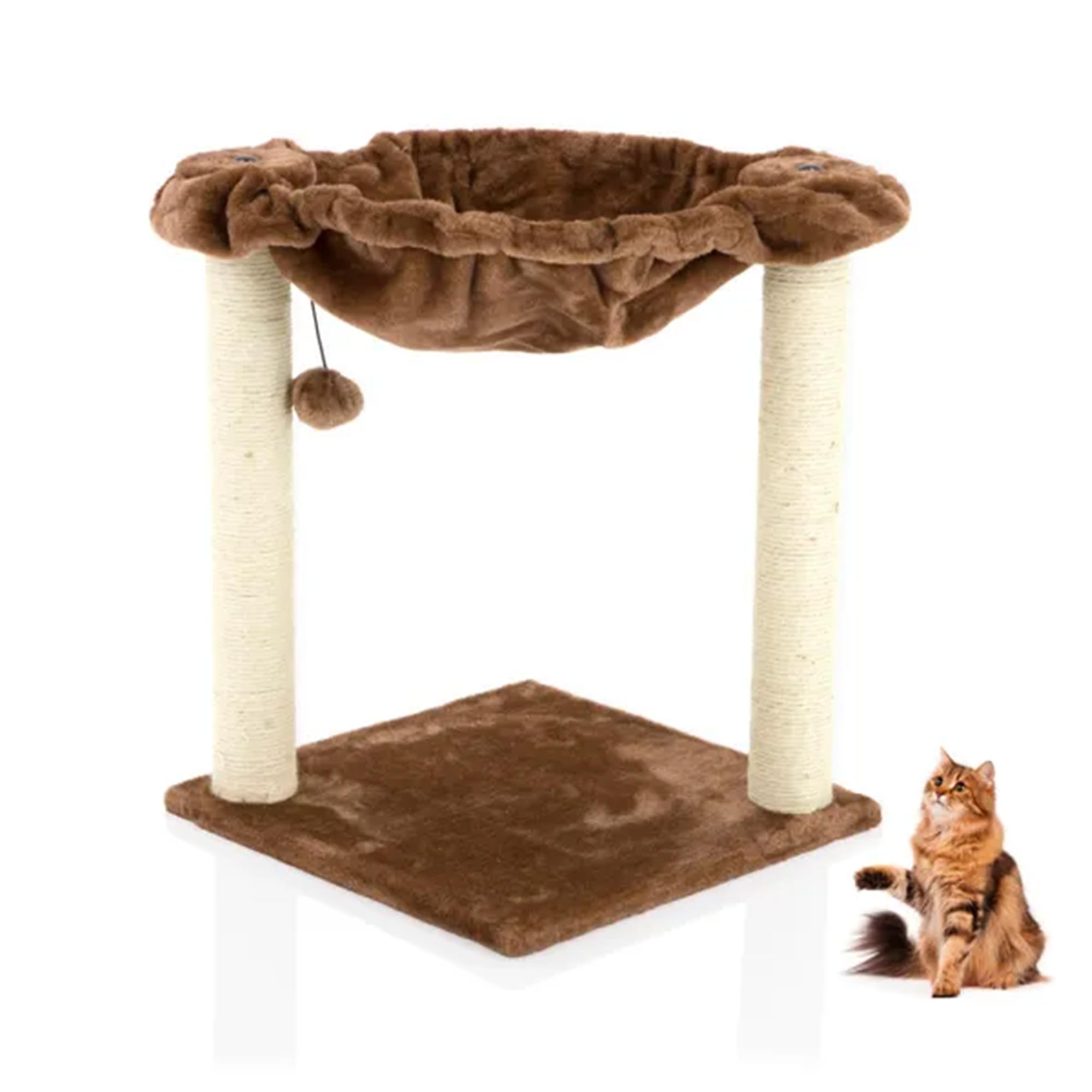 Cat Tree Scratcher with Large Hammock Bed Scratcher Cozy Pet Activity Centre Scratching Post Cat Trees in Chocolate Brown CT12-Choc. Kitten. โ image 1