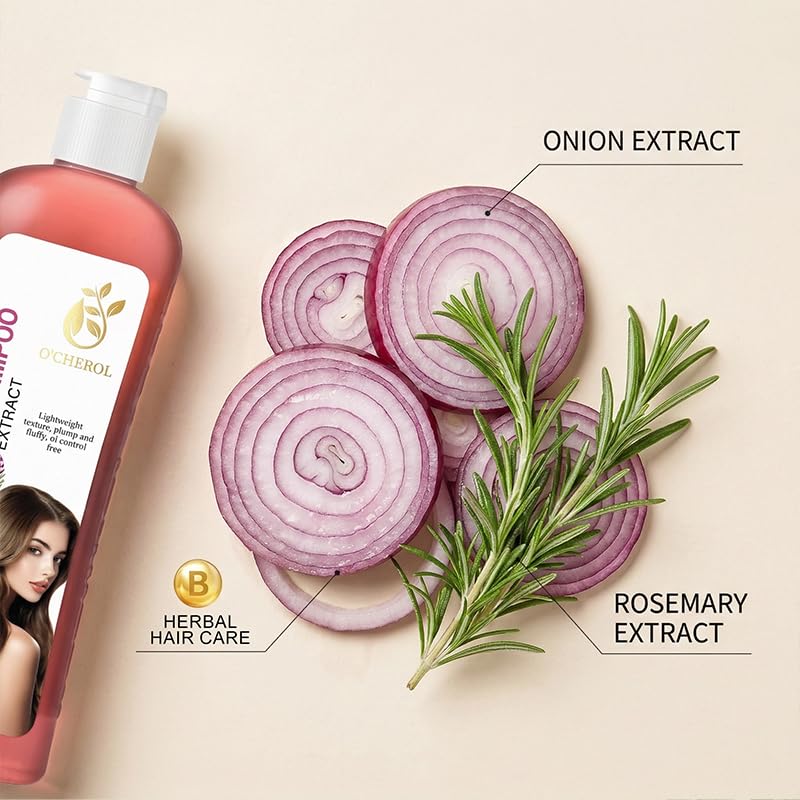 O'CHEROL Onion Hydrosol Shampoo with Biotin & Rosemary Shampoo and Conditioner Set for Hair Growth, Natural Organic Hydrating Moisturizing Formula for Dry Hair, Oil Control, Plump & Fluffy Volume