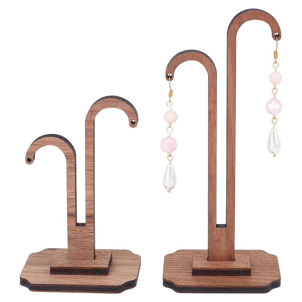 ANATTASOUL Wood Earring Display Stands 2 Sets Walnut Earring Hangers Earring Stand Jewelry Display Stand Height 6.1