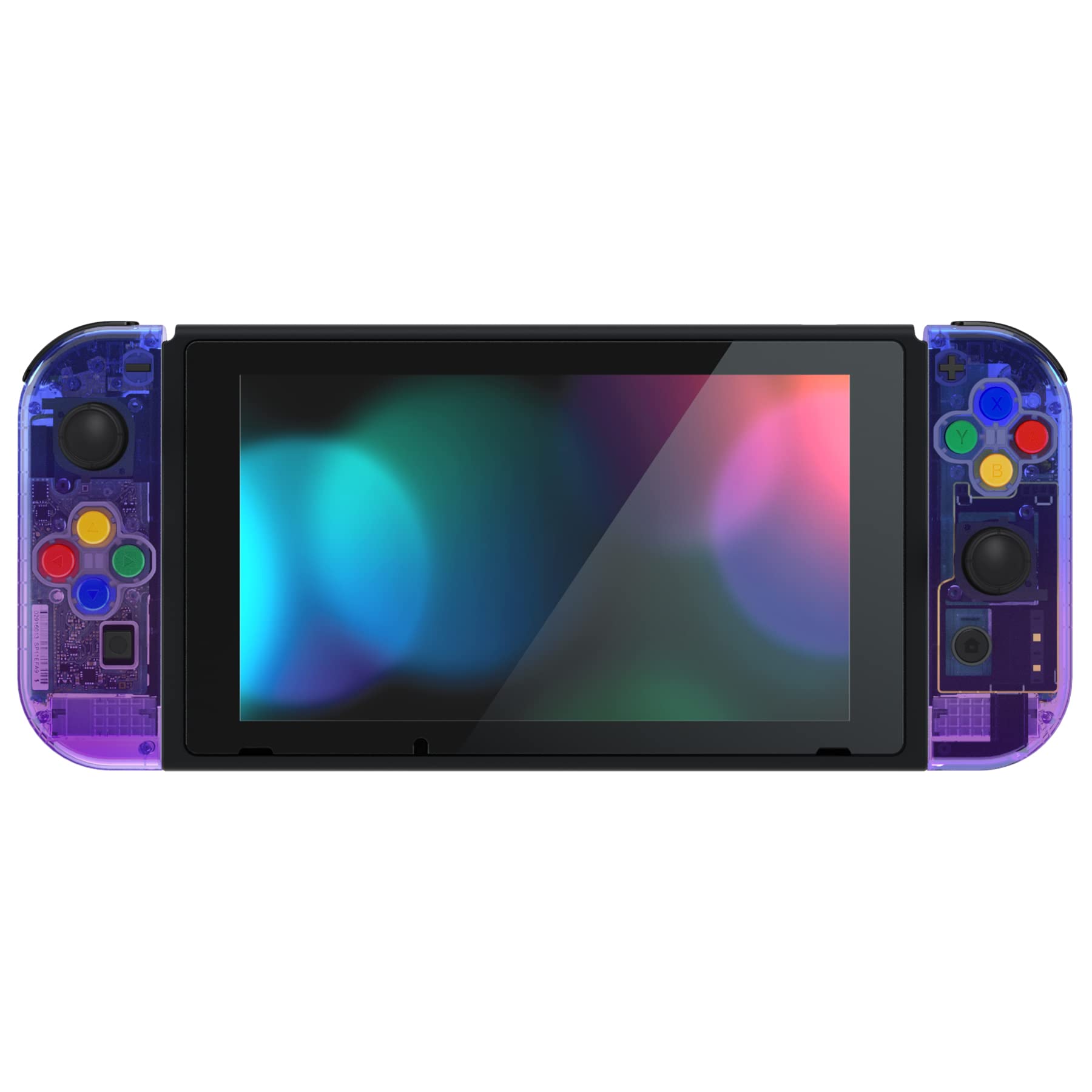 eXtremeRate Carcasa Transparente para Nintendo Switch Accesorios Funda Protector Shell Placa de reemplazo con Botones para Nintendo Switch Consola Joycons Control(Bluebell Gradiente)
