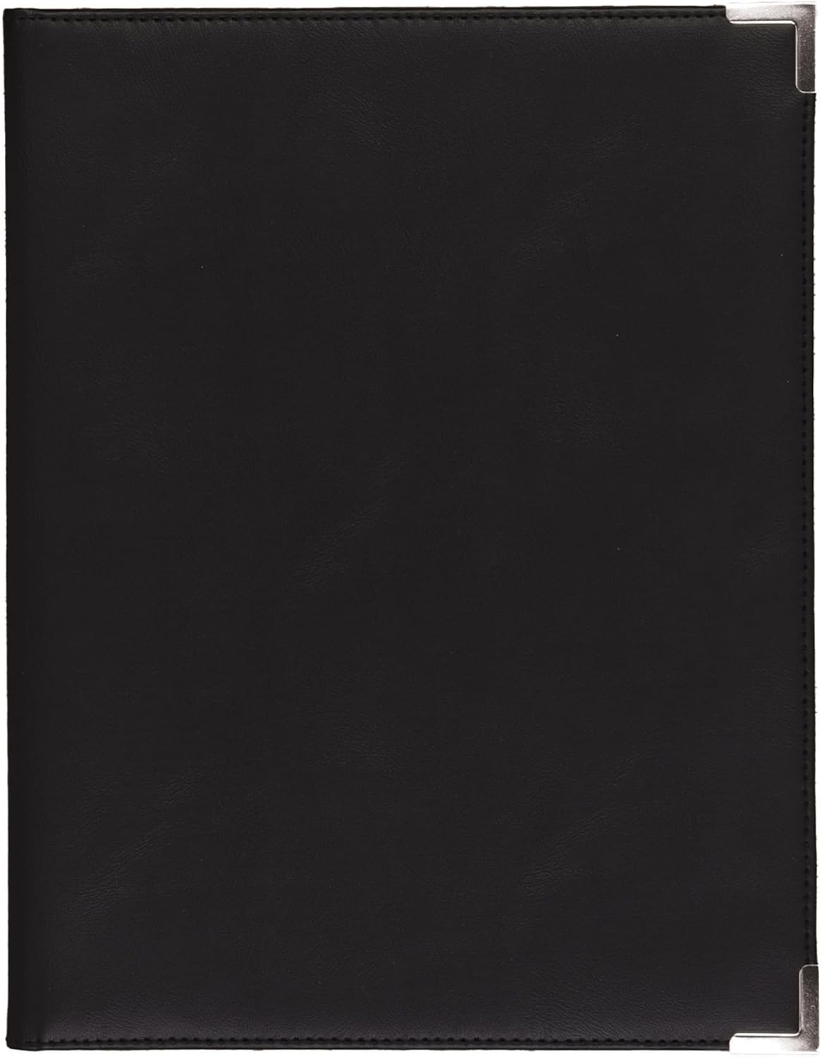 Samsill Classic Collection Business Padfolio/Executive Portfolio, Faux Leather & Brass Corners, Resume Document Organizer, 8.5 x 11 Writing Pad, Black