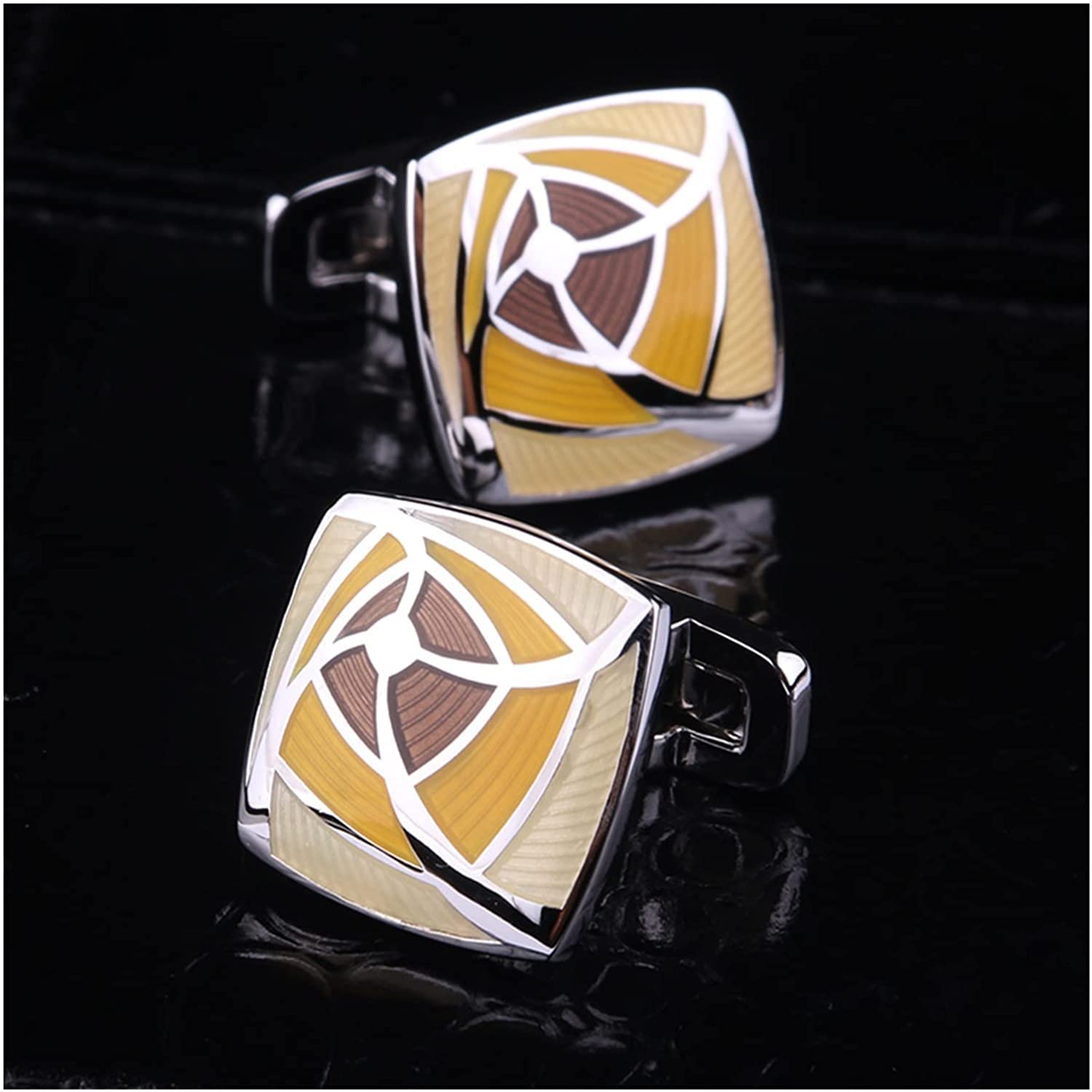 CCBUY Gemelli da uomo Polsino stile elegante Giallo chiaro Gemelli personalizzati Gemelli personalizzati in metallo squisito Accessorio regalo Camicia Uomo Gemelli unici abbigliamento accessori moda