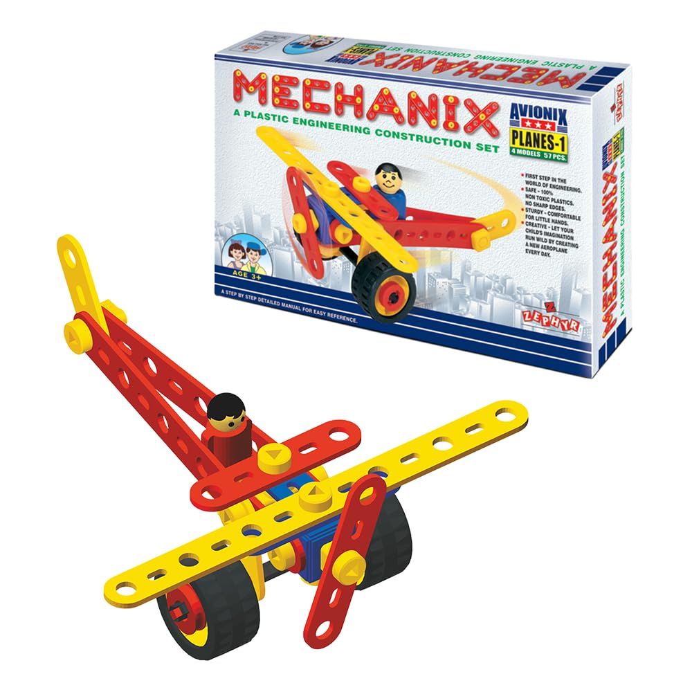 Mechanix Plastic Planes-1, Building Blocks, Building and Construction Set, Fun and Role Play Toy for Boys and Girls Age 5+ - Multicolor