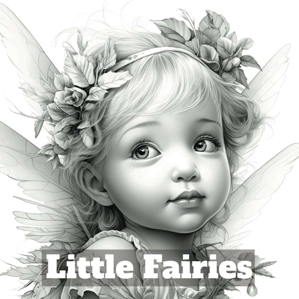 Little Fairies: Fairy Coloring Book in Grayscale