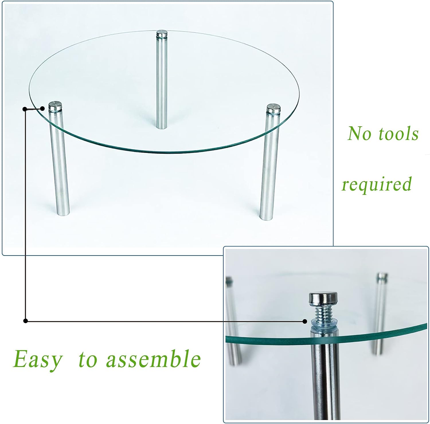 3 Pcs Round Tempered Glass Cake Stands Set 8 10 13 Inch Cupcake Holder | Clear Display Stand Plate for Dessert Table, Serving Platter for Decoration Party Wedding Baby Shower