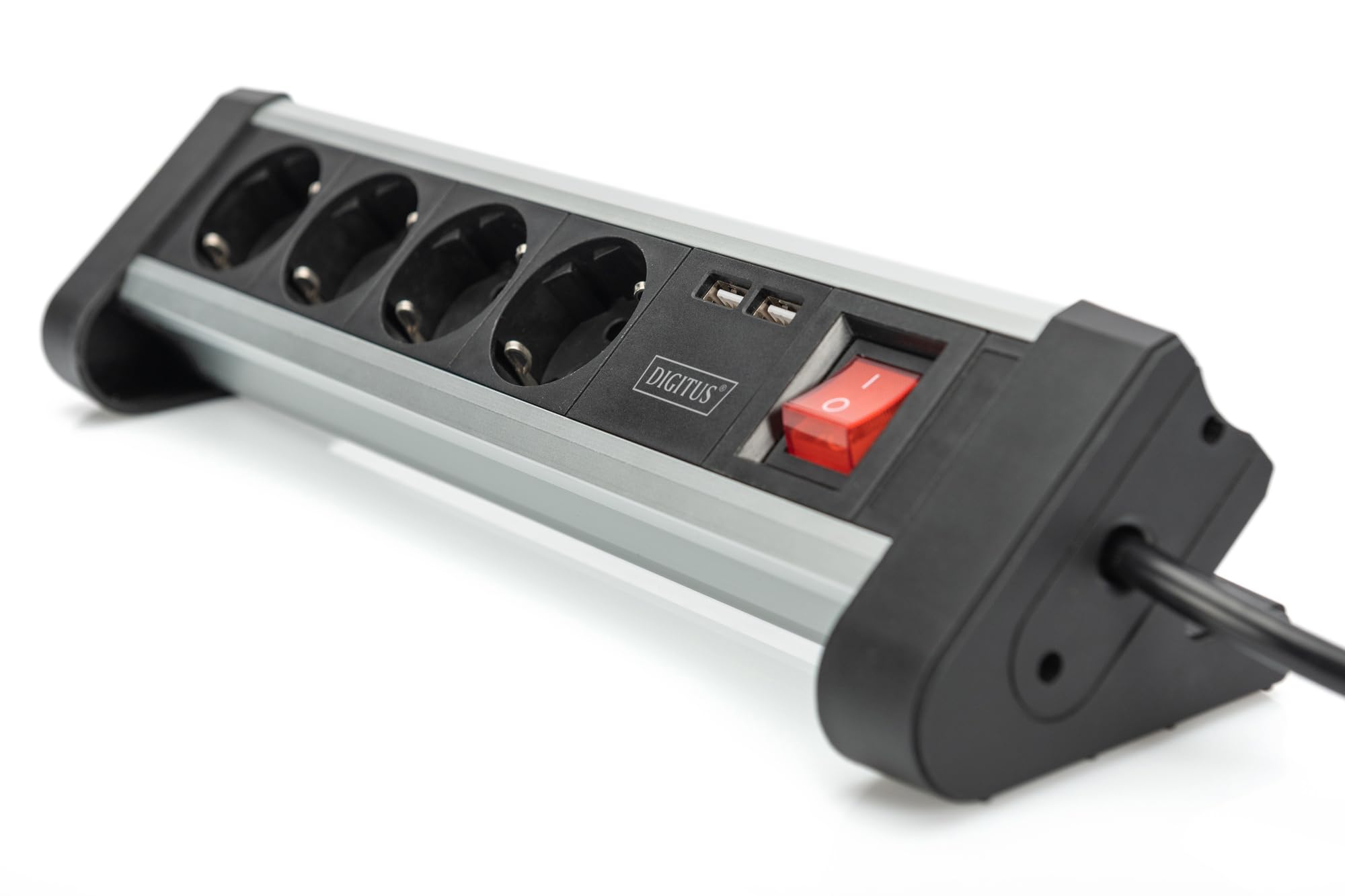 DIGITUS DA-70614 – Steckdosenleiste mit USB – 3 Stück – 2X USB Port (USB-A) – 4X Schutzkontakt Steckdose – Mit Schalter – USB Ladegerät – Für Schreibtisch & Wandmontage | 4x Schutzkontakt-Steckdose – Mit Schalter – Für Schreibtisch und Wandmontage