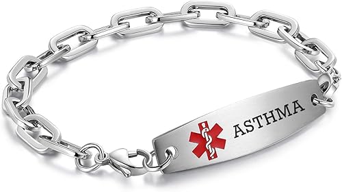 Miniatura 157 de Brazaletes de alerta médica ajustables de 7.5" a 9" para mujer/hombre, de acero inoxidable, intercambiables