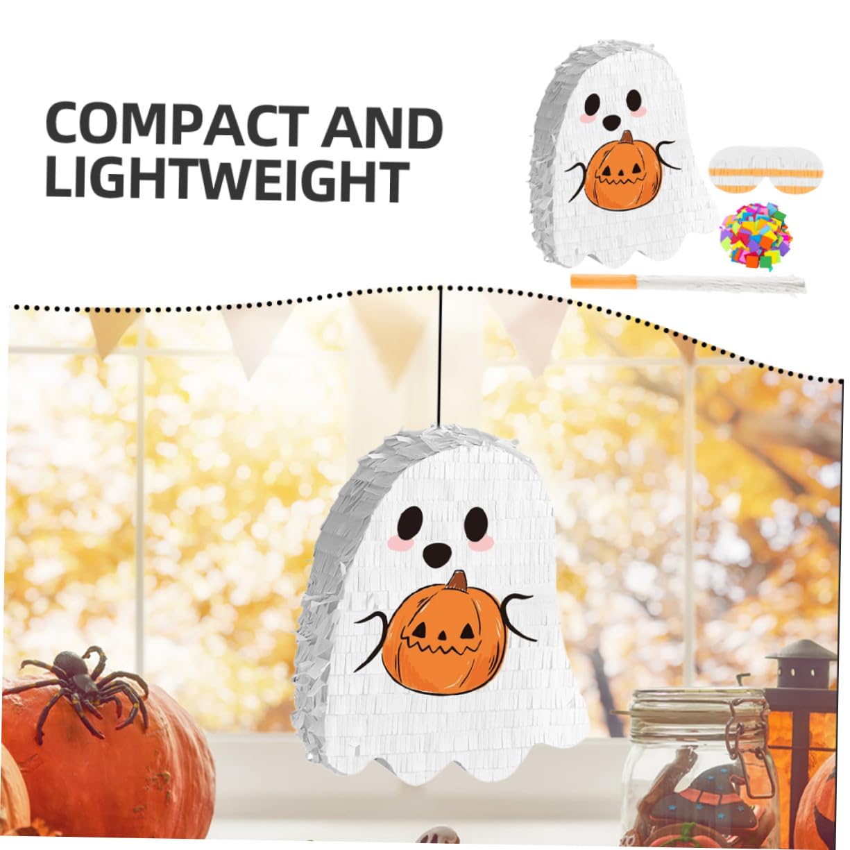 Halloween Pinata z Wiszącym Duchem Wytrzymała Piñata Słodycze Do Dekoracji Imprezowych Wielofunkcyjna Dekoracja Halloweenowa Do Wnętrz i Zewnątrz