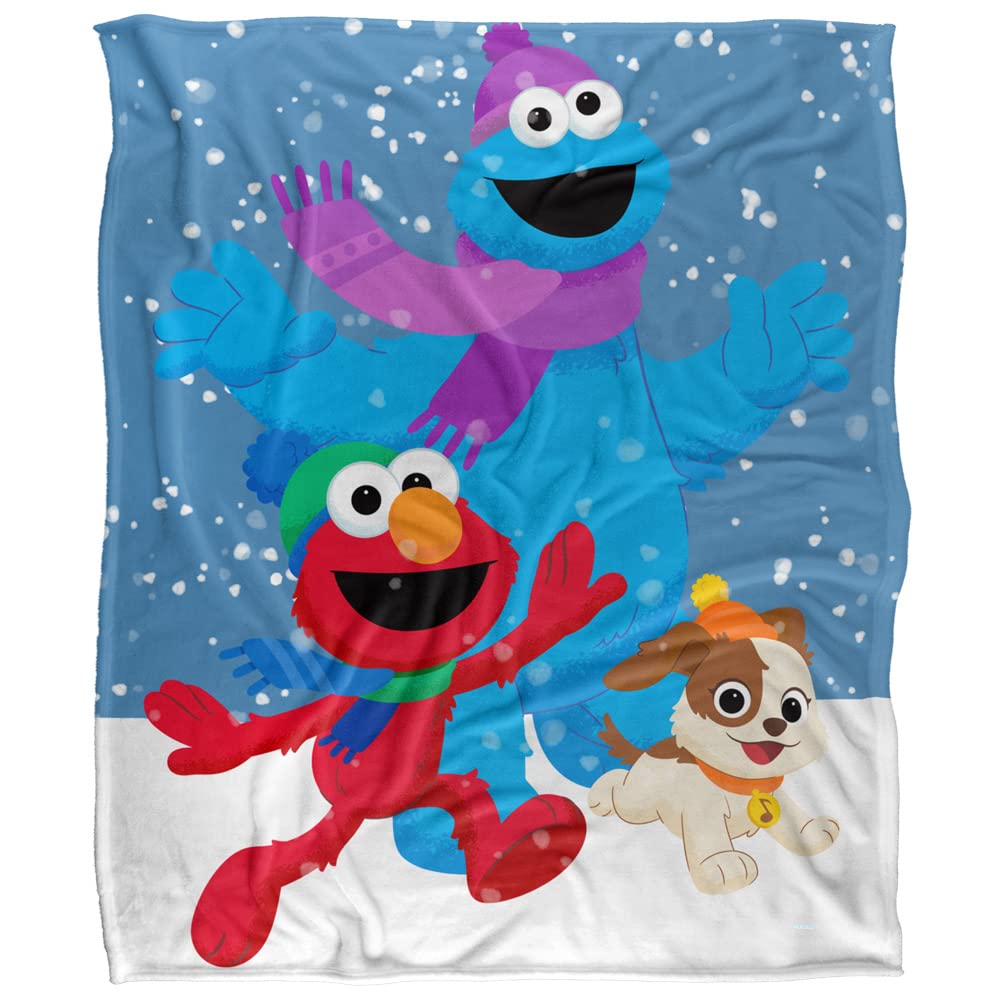 Sesame Street Furry Friends Forever Elmo Cookie Monster Snow Run Kids Silky Touch Blanket, 152 x 127 cm - Image 3