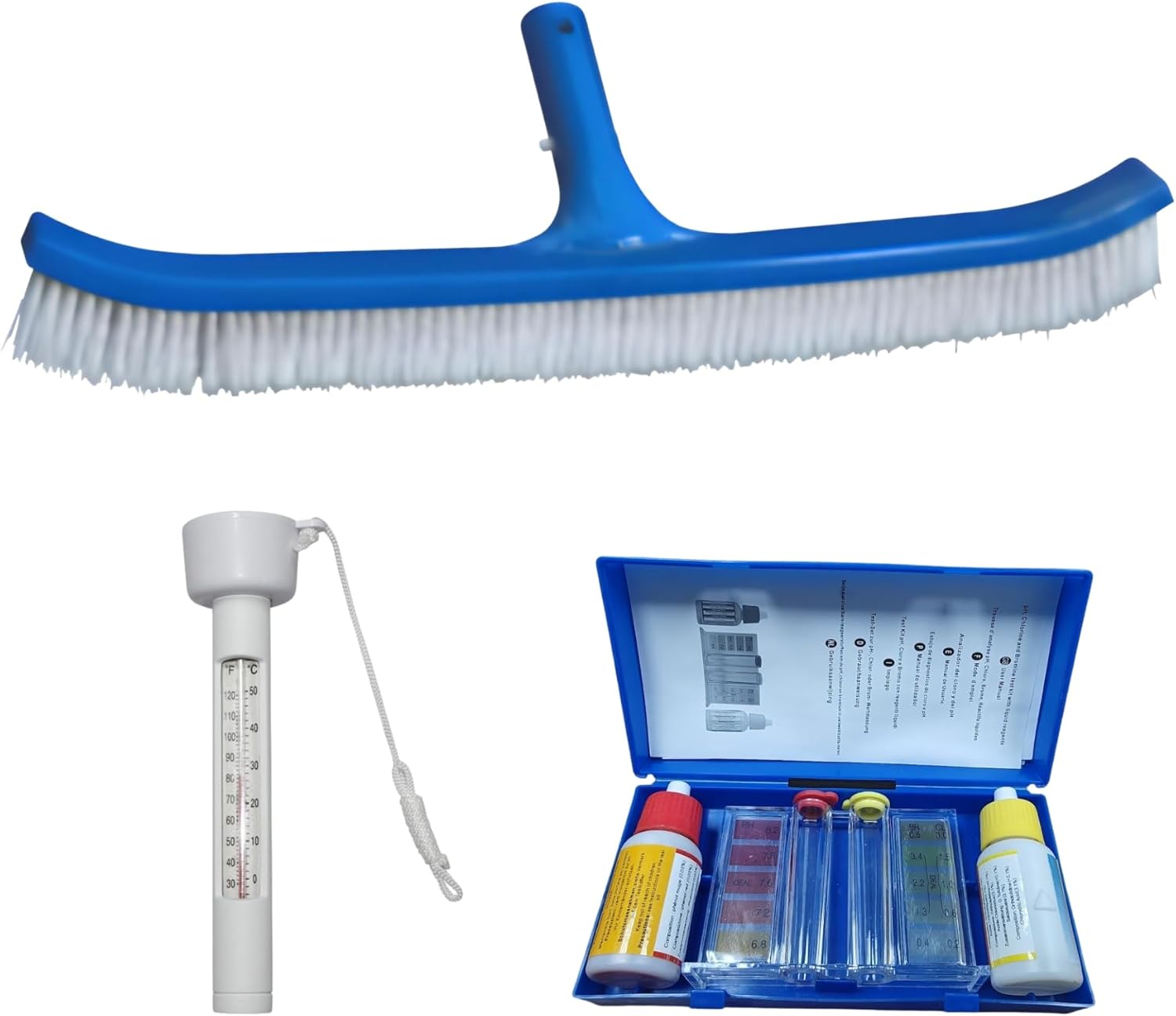 Wessel-Werk 18-Inch Deluxe Pool Brush Head System for Above-Ground and In-Ground Pools (18" Pool Brush & pH Test)