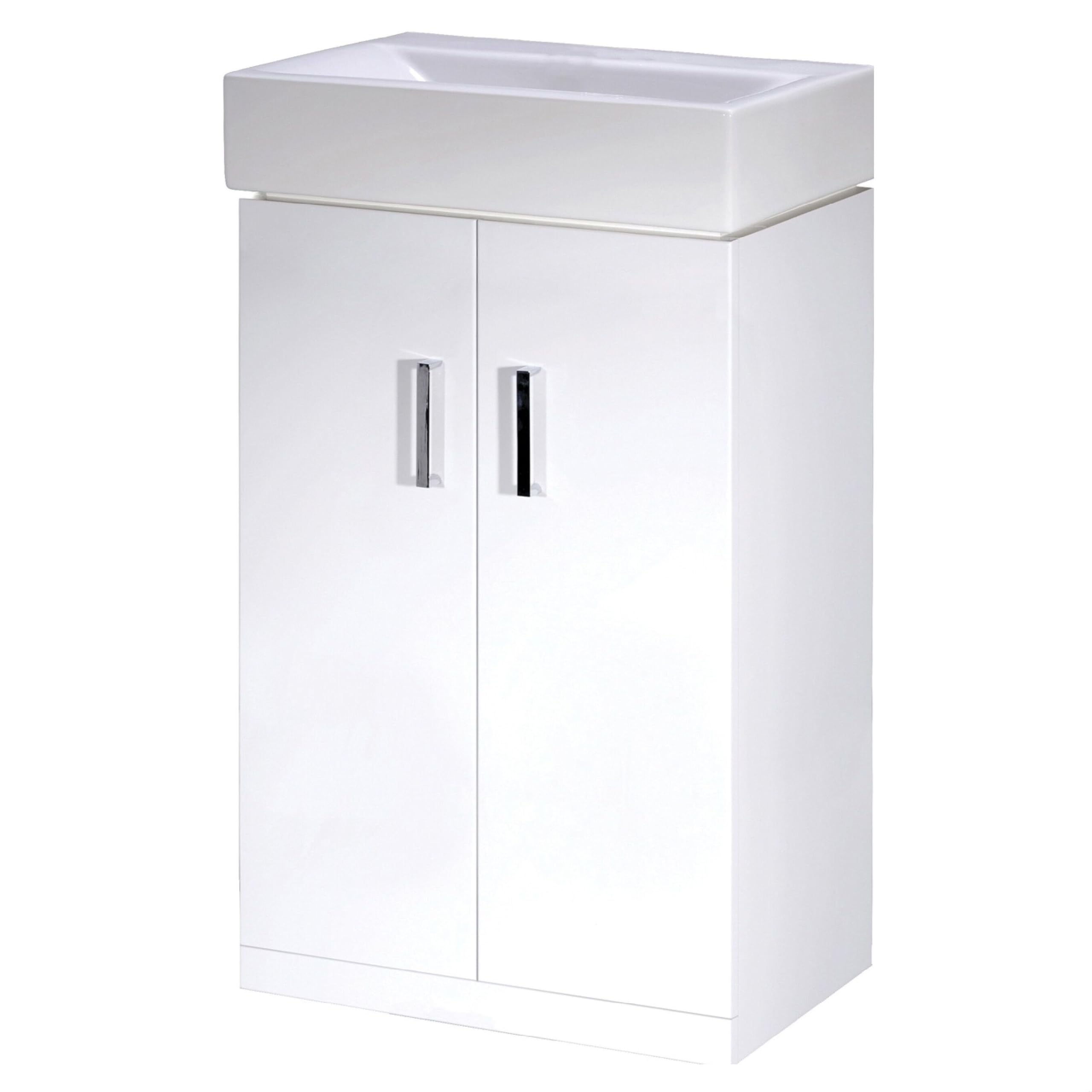 Balterley Vanity Unit with Basin Floor Standing, Soft Close 2 Door with Rectangular Sink, Bathroom Vanity Units with Basin, Bathroom Sink Storage Cabinet - 450 x 330 x 820mm (White)