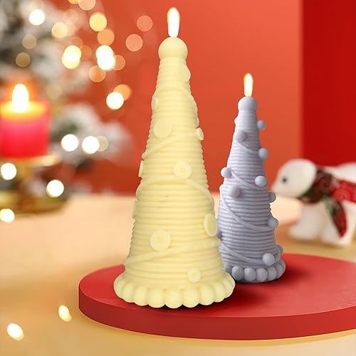 Miniatura 7 de Molde de silicona para árbol de Navidad con botones, moldes de vela de silicona 3D para hacer velas, resina epoxi, manualidades de Navidad, jabón