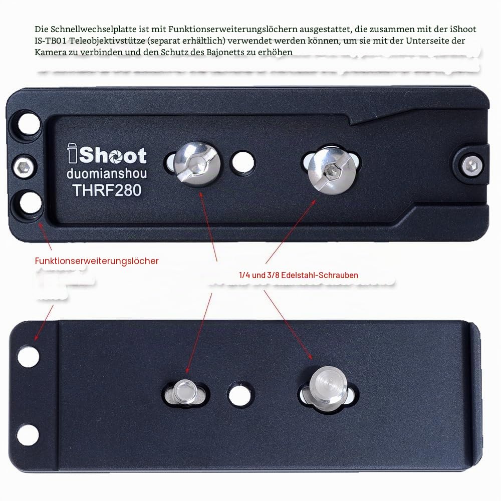 iShoot Arca-Swiss Fit Kamera-Schnellwechselplatte, kompatibel mit Canon RF 200–800 mm F6.3–9 IS USM Stativhalterung, Ringobjektiv-Kragen-Halterung, verwendet für Arca-Fit-Stativkopfklemme