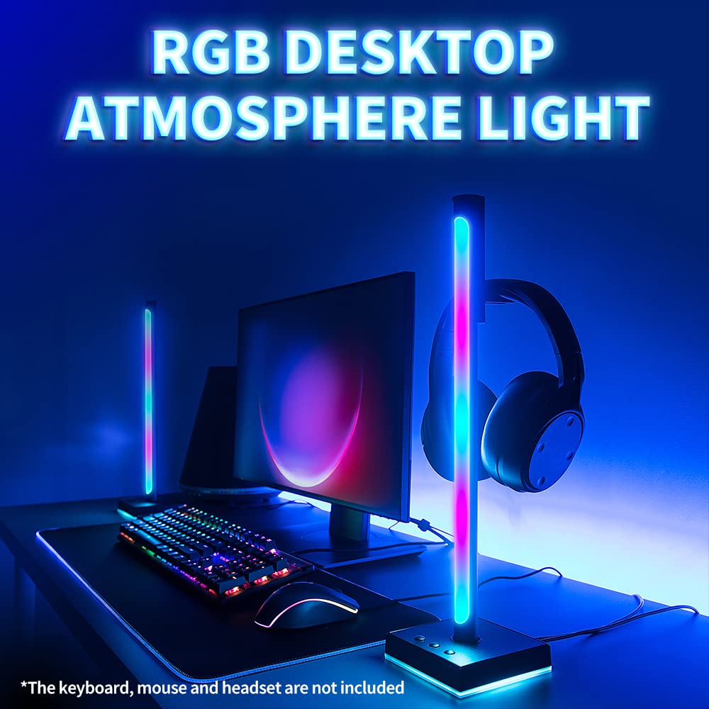 Listwy świetlne RGB do gier, dynamiczne kolory Inteligentne diody LED z aplikacją i 3 przyciskami Sterowanie nastrojową lampą na biurko Synchronizacja muzyki do pokoju gier,