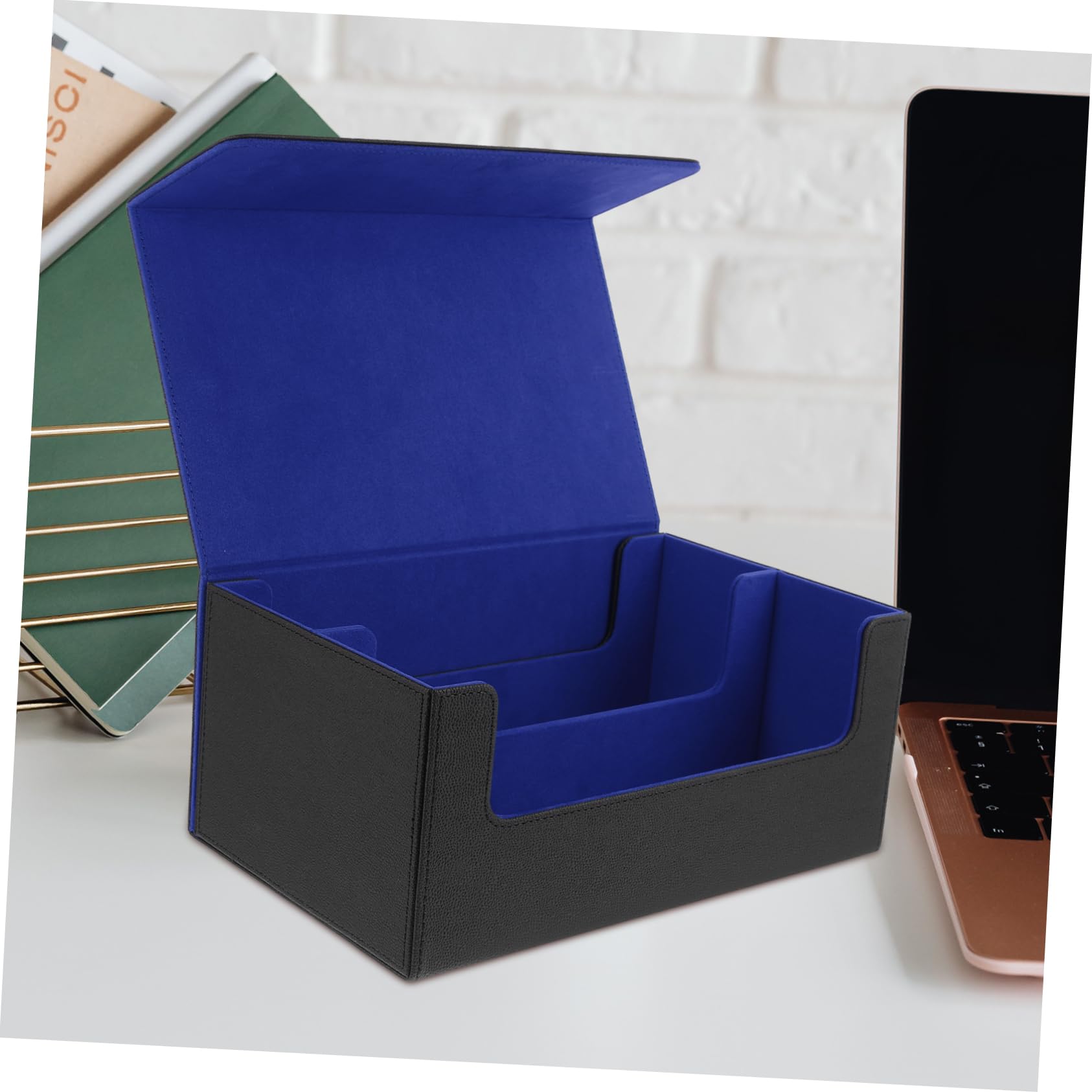 IMIKEYA Scatola Porta Carte da Gioco in Pu Blu, Chiusura Magnetica e Resistente All’usura, Contenitore Elegante per Organizzare Carte e Giochi