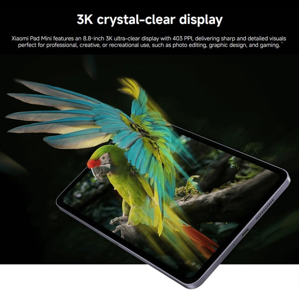 XIAOMI Pad Mini Tablet 12 GB + 512 GB 8,8" Design do pojedynczego uchwytu 3K, kryształowy wyświetlacz ultra gładki do 165 Hz, wyświetlacz MediaTek Dimensity 9400 + masywny 7500 mAh, bateria 67 W