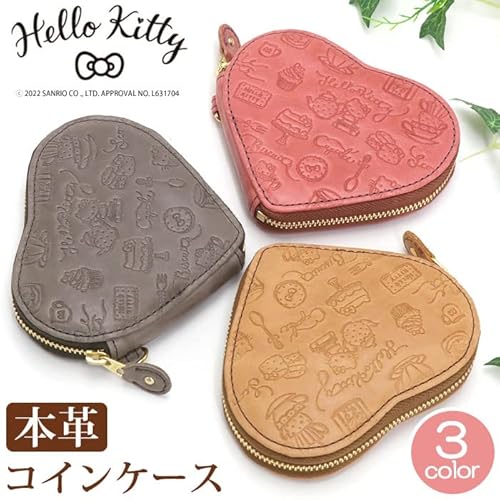 Sanrio Hello Kitty Fresh No.87070 Genuine Leather Coin Case, Coin Purse, Mini Wallet, Cowhide Leather, Women's, Pink, Height 3.7 X Width 4.3 X Thickness 1.0 Inches (9.5 X 11 X 2.5 Cm), Safety Pink #TOP1