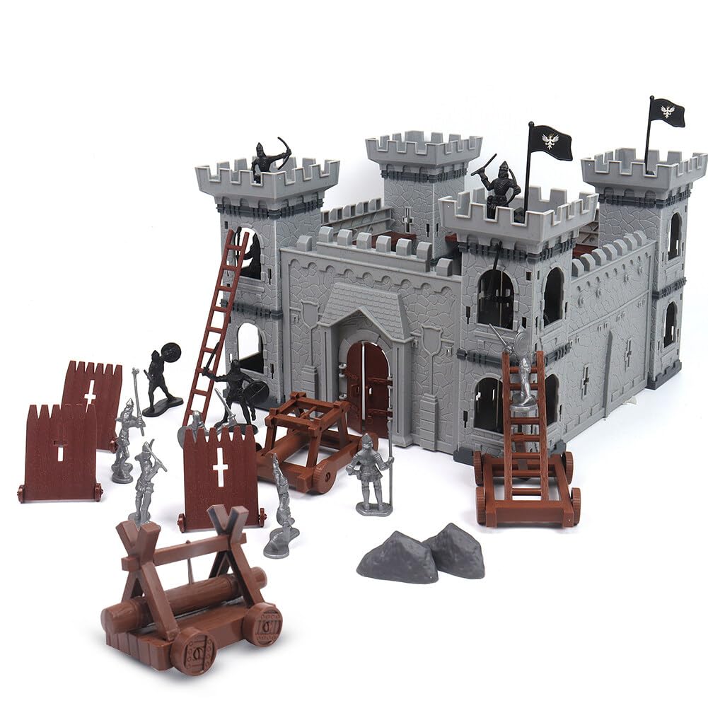 Uposao Conjunto de Juegos de Guerras Antiguas, Juego de Juguetes del Castillo Medieval, Caballeros, Figuras de Acción, Accesorios de Construcción, Modelo de Castillo de Juguete, Soldados