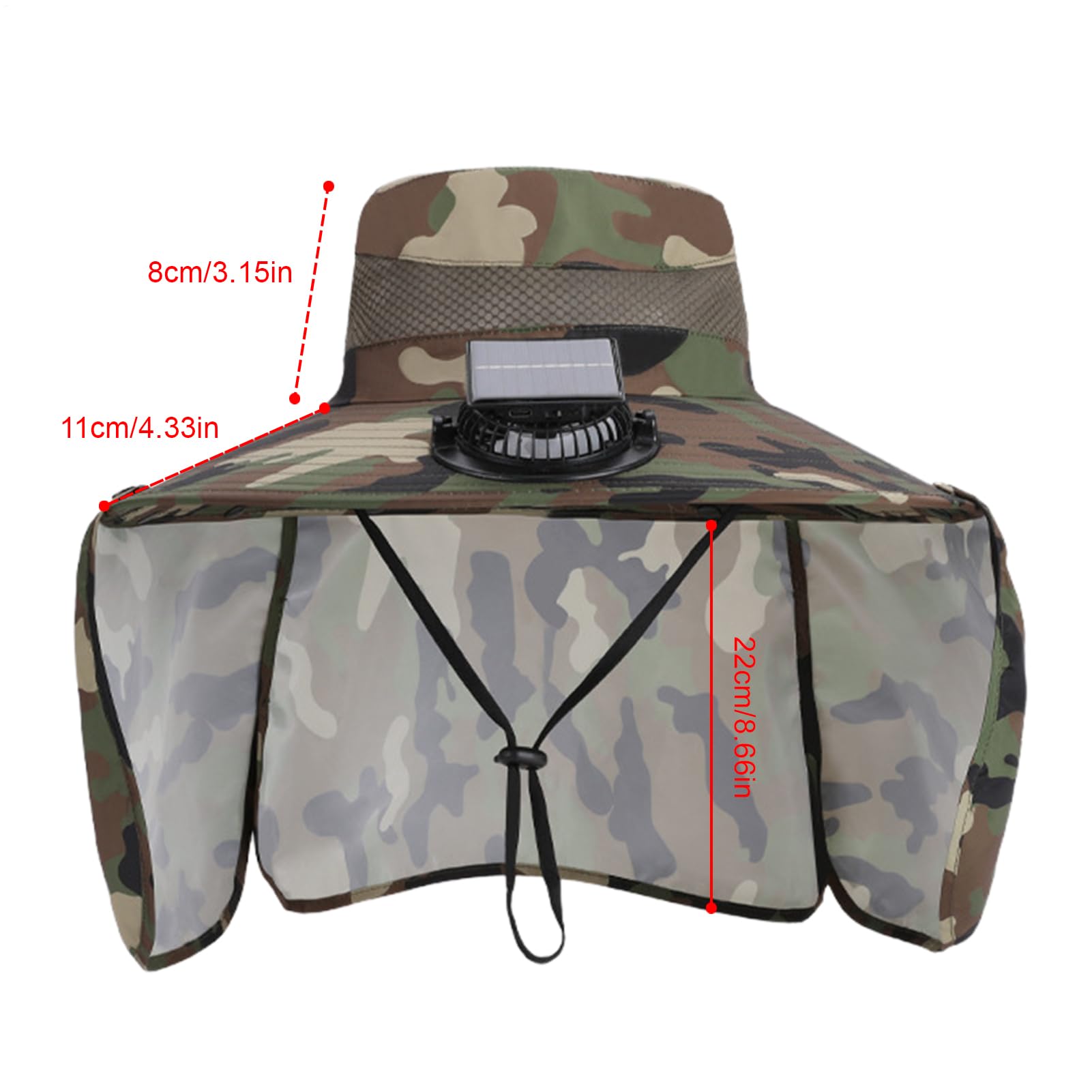 Cappello per ventilatore solare | cappello da pesca traspirante | protezione per la testa a tesa larga con ventilatore solare rimovibile e sottogola per viaggi, sport, attività all'aperto