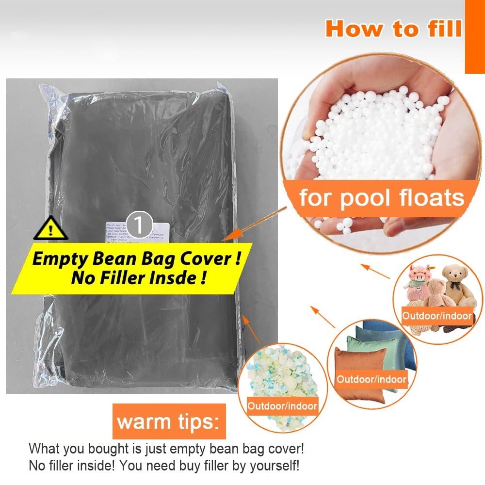 SXBCyan Funda Sillón Puff Impermeable Grande Puff Sofapara Exteriores, Sin Relleno, para Adultos, Oxford, For Jardín, Playa, Camping, Sofá Cama Salón(Dust Grey)