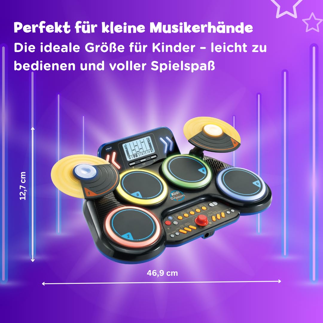 VTech Kidi DJ Drums – Elektronisches Schlagzeug mit Leuchteffekten