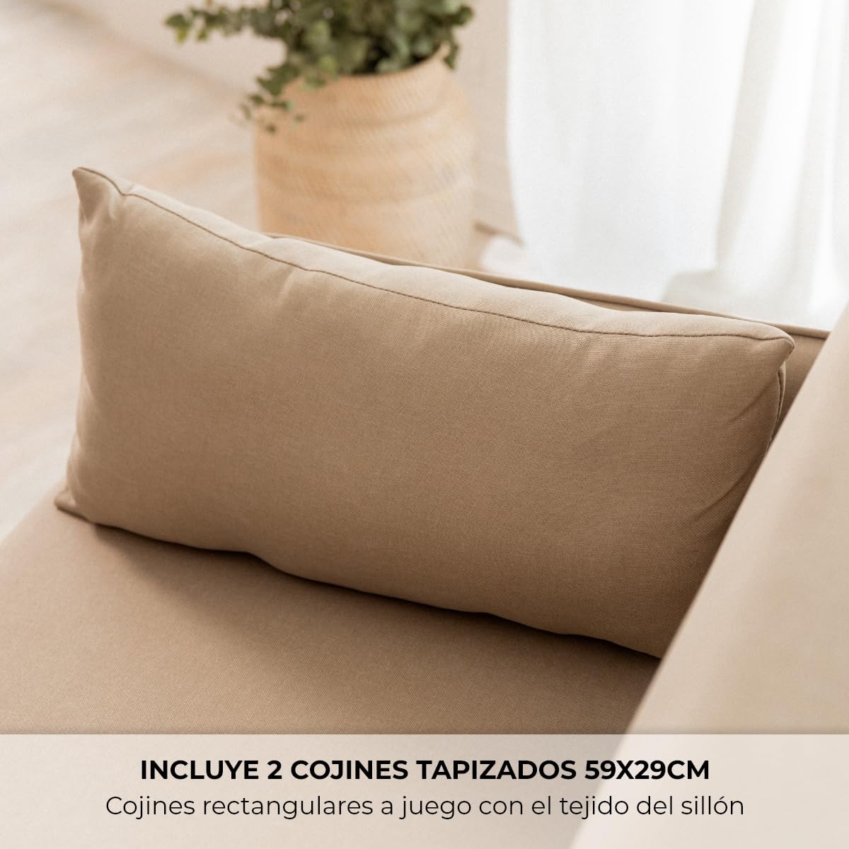 Nalui- Sofa Cama 2 plazas 3 en 1 Nest 2 139x100x80cm con Respaldo Ajustable y 2 Almohadas. Sofa Cama Chaise Longue, Soporta hasta 240Kg. Sofa 2 Plazas Convertible en Cama 120x190cm, Beige