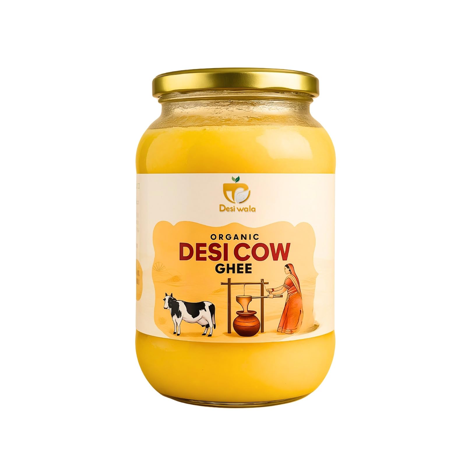 DesiWala | Organic Desi Cow Ghee, Pure Traditional Bilona Method, No Preservatives, Pure Ghee(500ML)