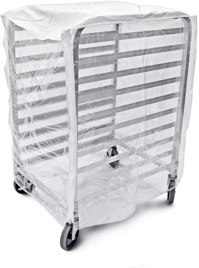 Bakery Food Pan Sheet Rack Cover – Heavy Duty PVC Vinyl Zippered Bun Pan Rack Cover – Long-lasting Use Durable Covers with 3 Zippers – Made in USA (Transparent, 23"W x 28"L x 33"H)